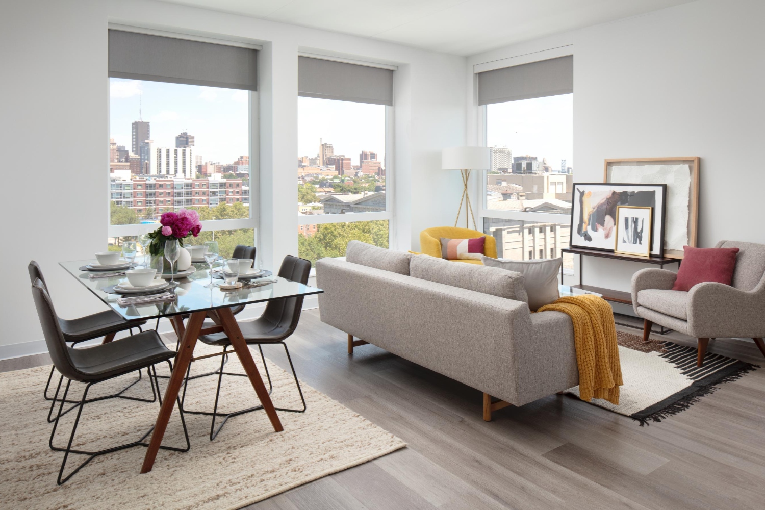 Living room with Philadelphia views