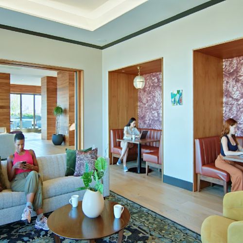 Residents working in study nooks