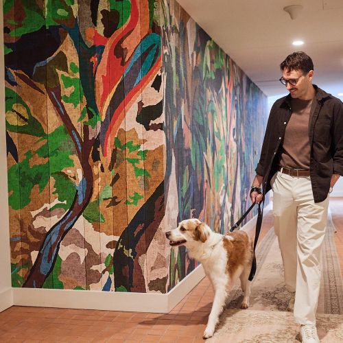 Hallway with dog