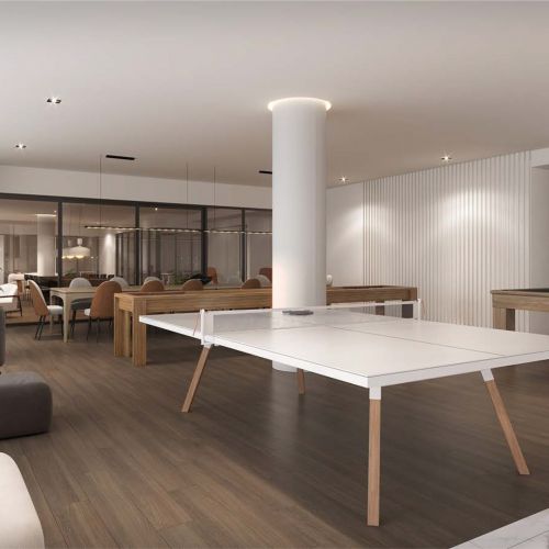 Game room for lounging or ping pong play