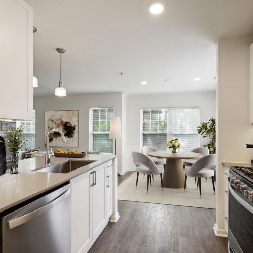 Kitchen with stainless steel appliances