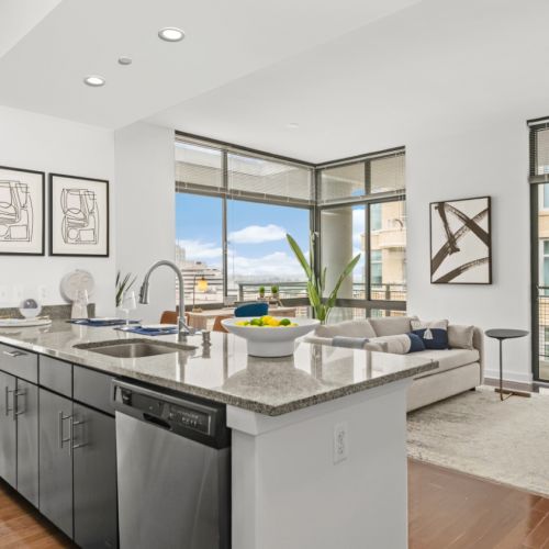 Photo of kitchen and living