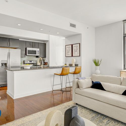 Photo of livingroom and kitchen