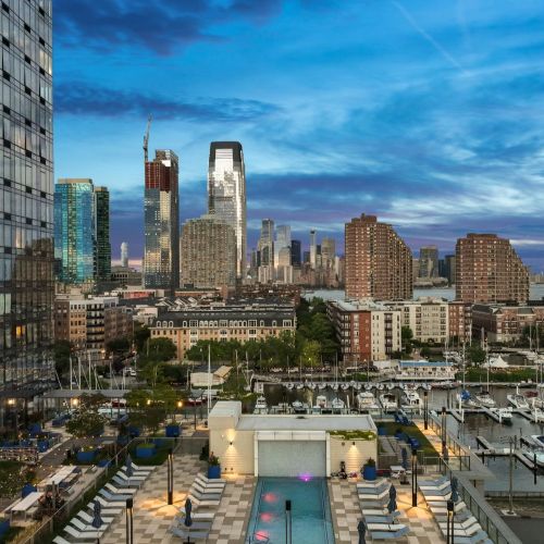 Rooftop and city skyline
