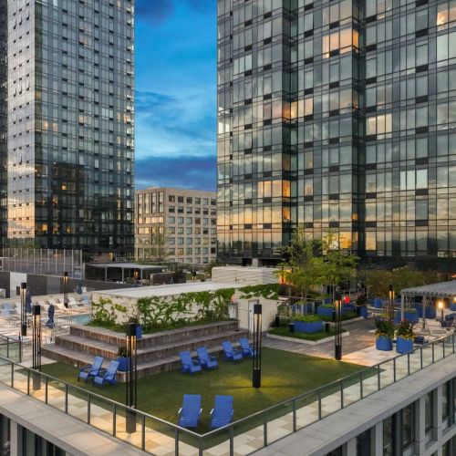Rooftop and city skyline