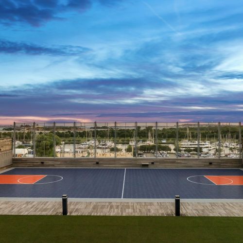 Rooftop basketball court
