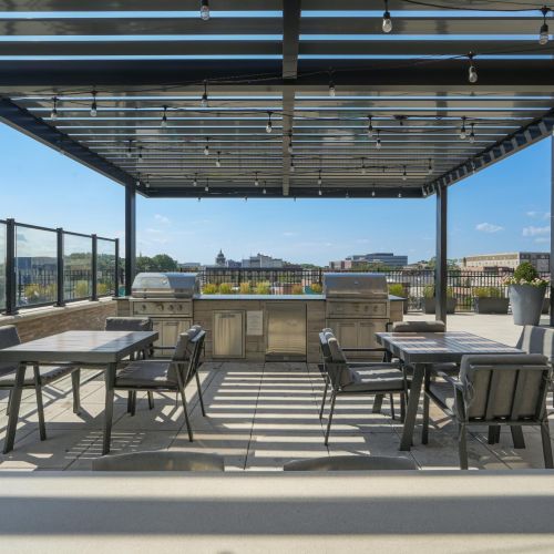 Rooftop grills and dining tables