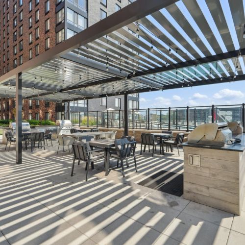Rooftop grills and dining tables