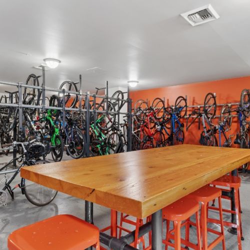 Seattle apartment bike room at Eleanor with racks