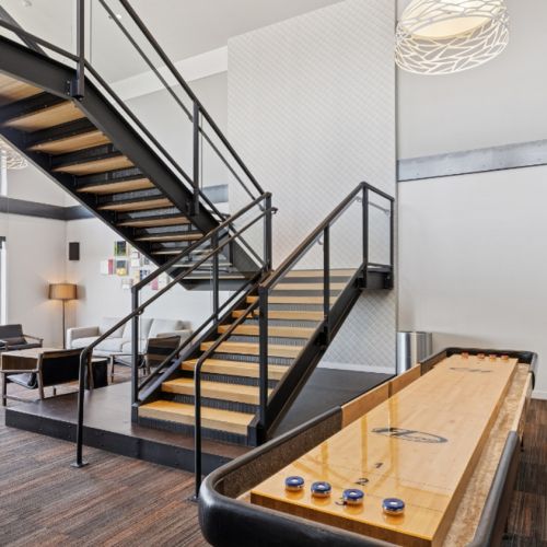 Resident clubhouse loft lounge at Eleanor Apartments in Seattle
