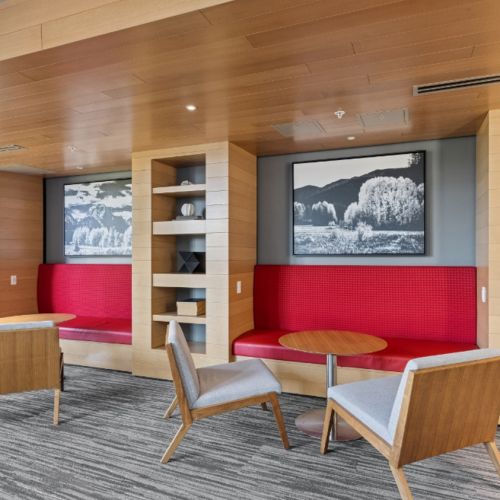 Close-up of shuffleboard table in clubhouse at Eleanor Apartments in Seattle