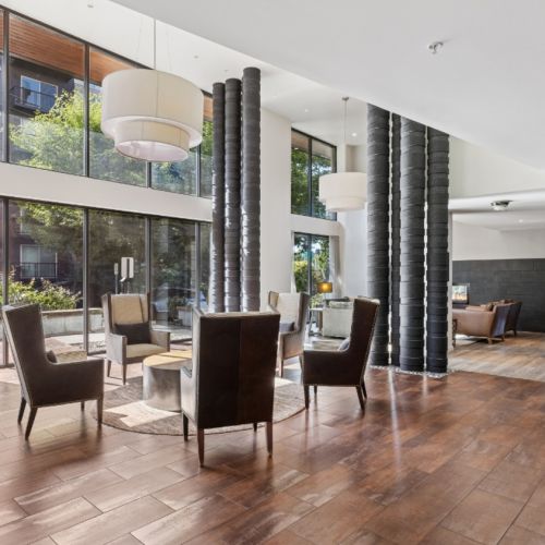 Modern apartment lobby at Eleanor Seattle apartments