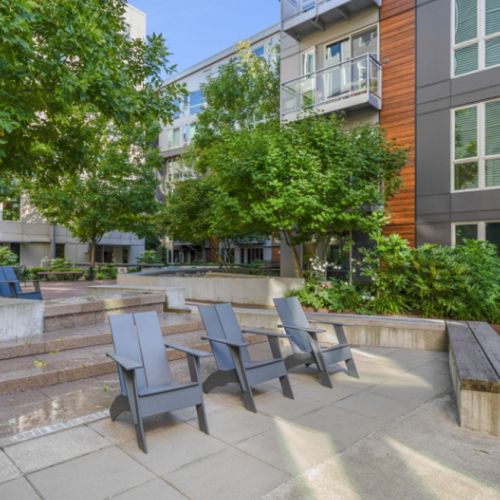 Seattle apartment courtyard landscaping Eleanor