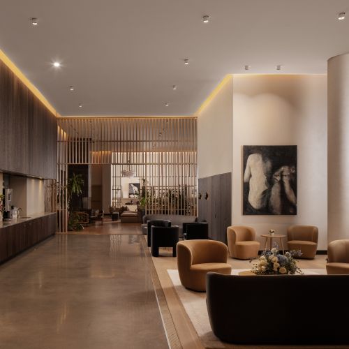 Photo of lobby and hospitality bar