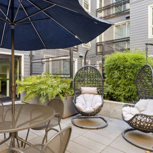 Smith & Burns community patio with lounge seating in Wallingford Seattle