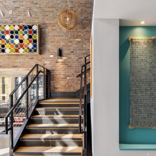 Modern apartment lobby at Smith & Burns Seattle apartments