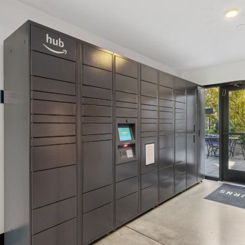 Amazon lockers at Smith & Burns Seattle apartments