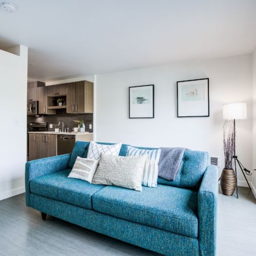Apartment living room at Smith & Burns Seattle