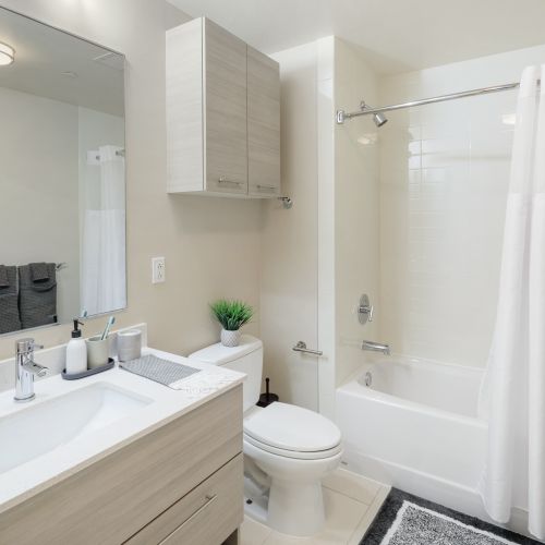 A spa-inspired sanctuary with refined finishes and generous space.