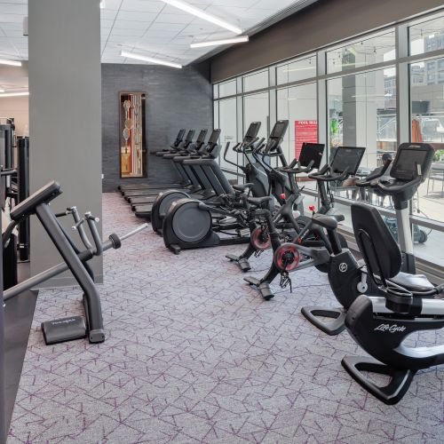 Energize your routine in a fully equipped, light-filled fitness studio.