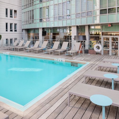 Stunning skyline views from the rooftop oasis.