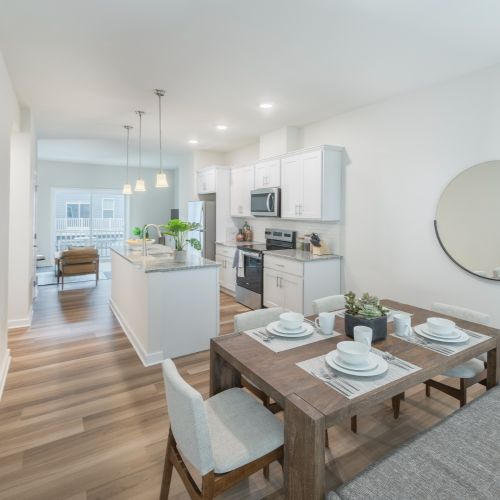 Photo of dining room and kitchen