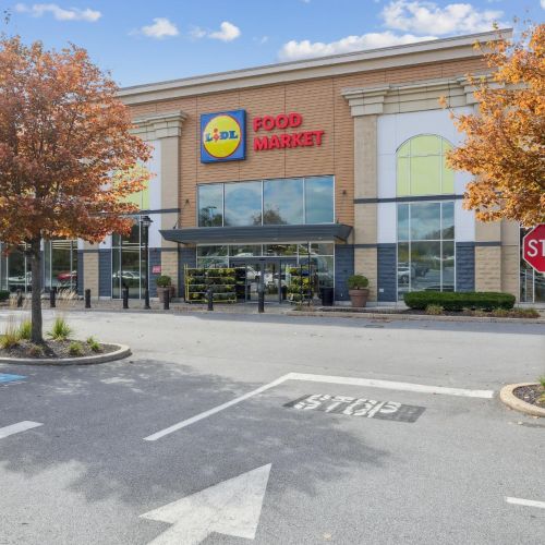 Lidl supermarket parking lot view 