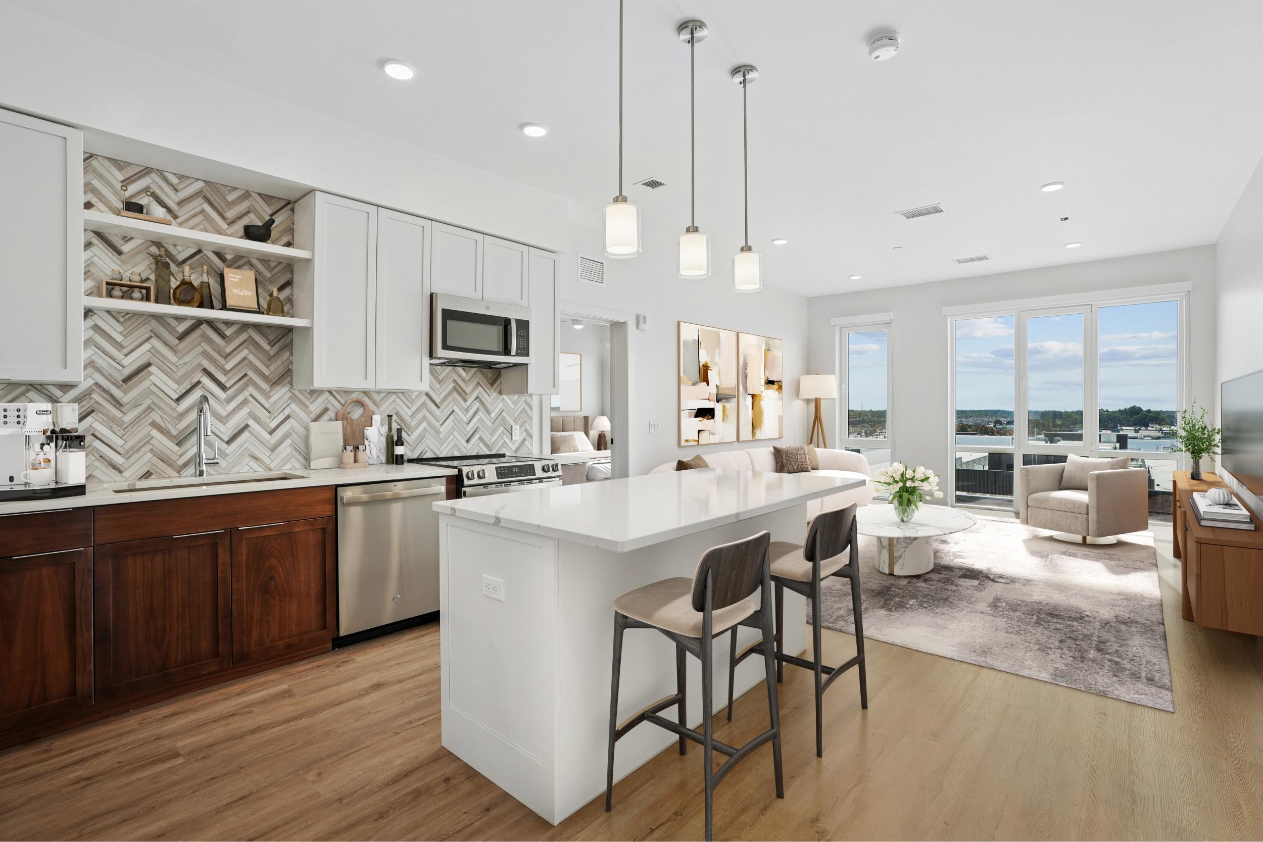 Spacious kitchen island* 