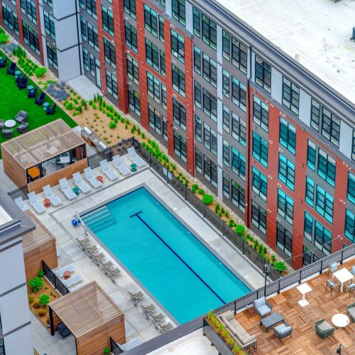 Pool and Courtyard Birds Eye View