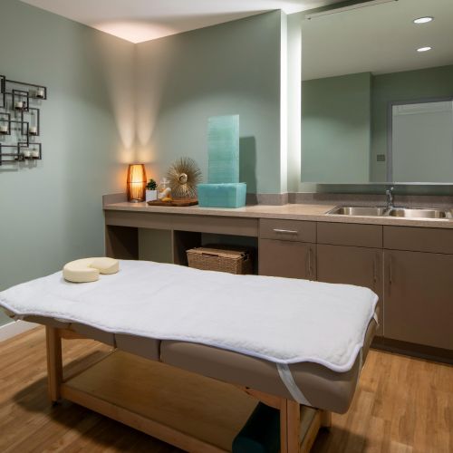 Massage room with bed