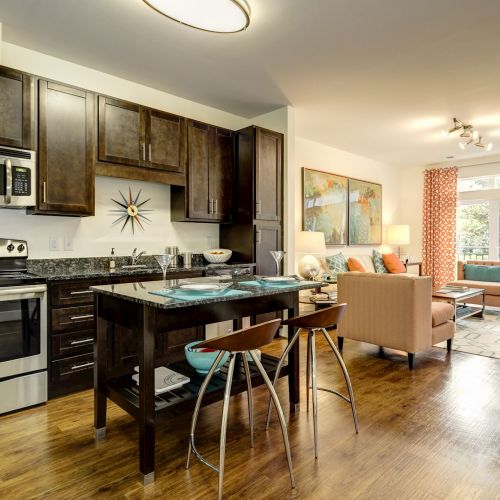 Kitchen with island and stainless steel appliances