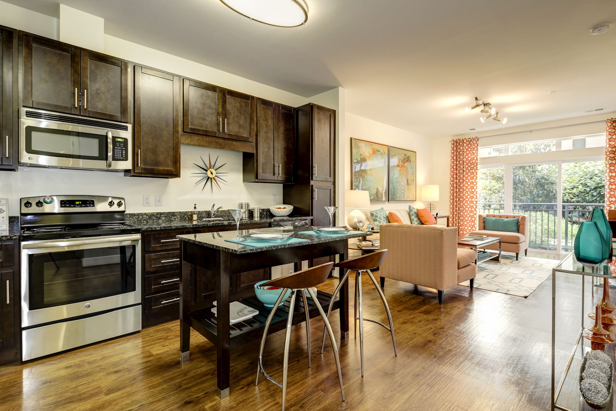 Kitchen with island and stainless steel appliances